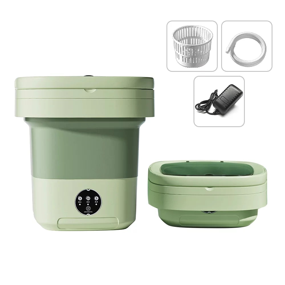 moobody 8L Portable Washing Machine with UV Sterilization Foldable Spin Dryer with Drain Basket Drain Hose for Travel Housing