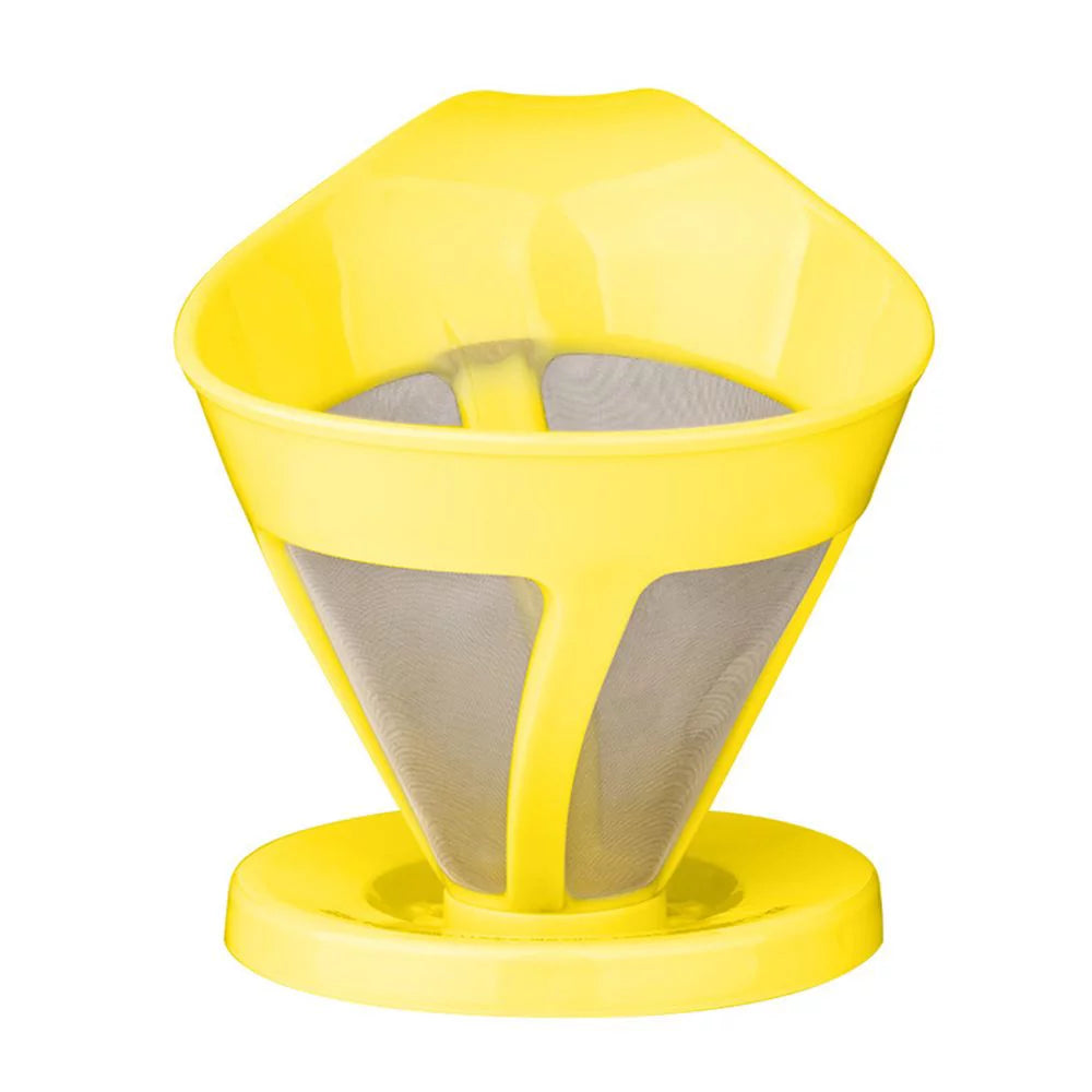 Easy to Clean Metal Cone Paperless Stainless Steel Coffee Filter Reusable Coffee Maker Slow Drip Pour Over Coffee Dripper YELLOW