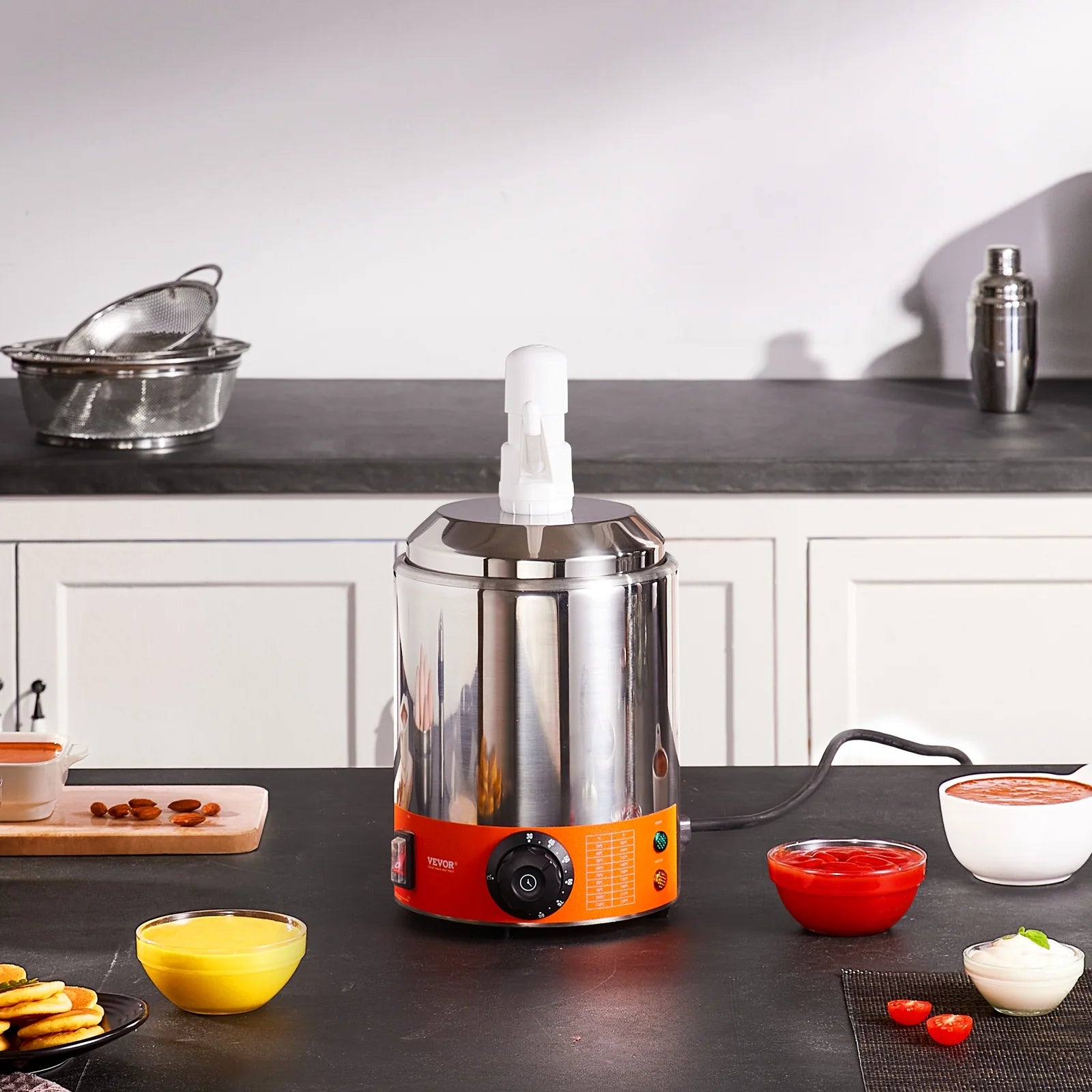 BENTISM 2.3 Qt Electric Cheese Dispenser with Pump Commercial Hot Fudge Warmer