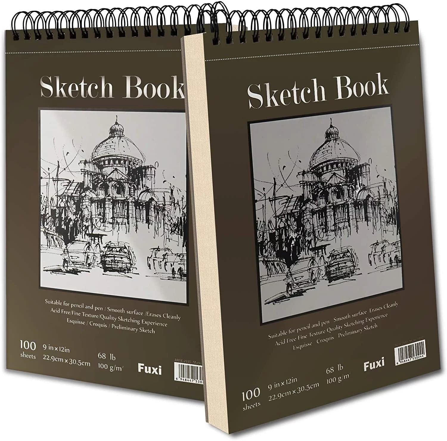 9 x 12 Sketch Book, Top Spiral Bound Sketch Pad, 2 Packs 100-Sheets Each (68lb/100gsm), Acid Free Art Sketchbook Artistic Drawing Painting Writing Paper for Kids Adults Beginners Artists