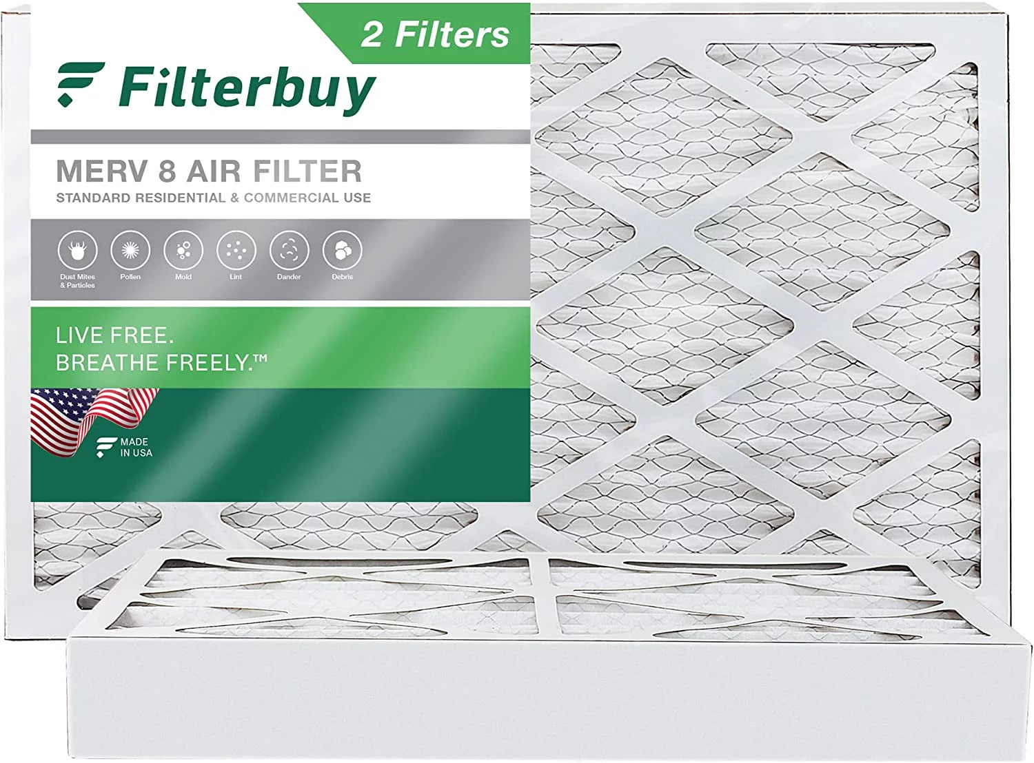 Filterbuy 16x24x4 MERV 8 Pleated HVAC AC Furnace Air Filters (2-Pack)