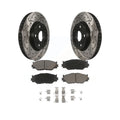 Transit Auto - Front Coated Drilled Slotted Disc Brake Rotors And Ceramic Pads Kit For Lexus IS250 KDC-100254