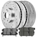 AutoShack Front and Rear Drilled Slotted Brake Rotors Silver and Performance Ceramic Pads Kit Replacement for 2006-2011 Honda Civic 2007 2008 2009 2010 Acura CSX 2.0L FWD BRKPKG038905