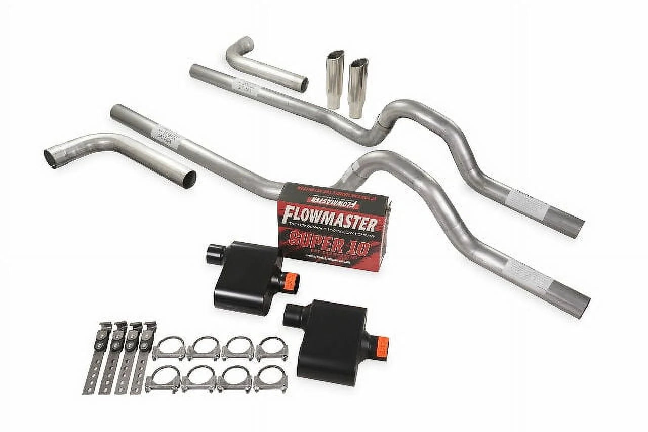 Dual Exhaust Kit 2.5 Flowmaster Super 10 Side Exit RC T 73-80 GM C/K 10 1/2 Ton