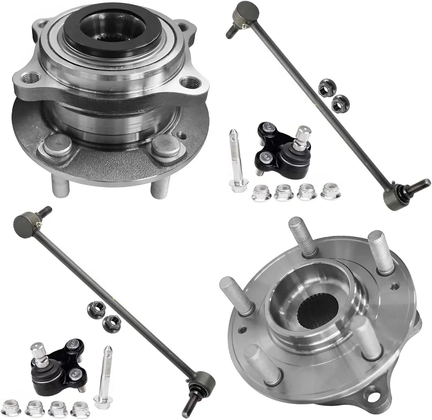 Detroit Axle - Front Wheel Bearing & Hubs Sway Bar Links Lower Ball Joints Replacement for Hyundai Sonata Kia Optima - 6pc Set