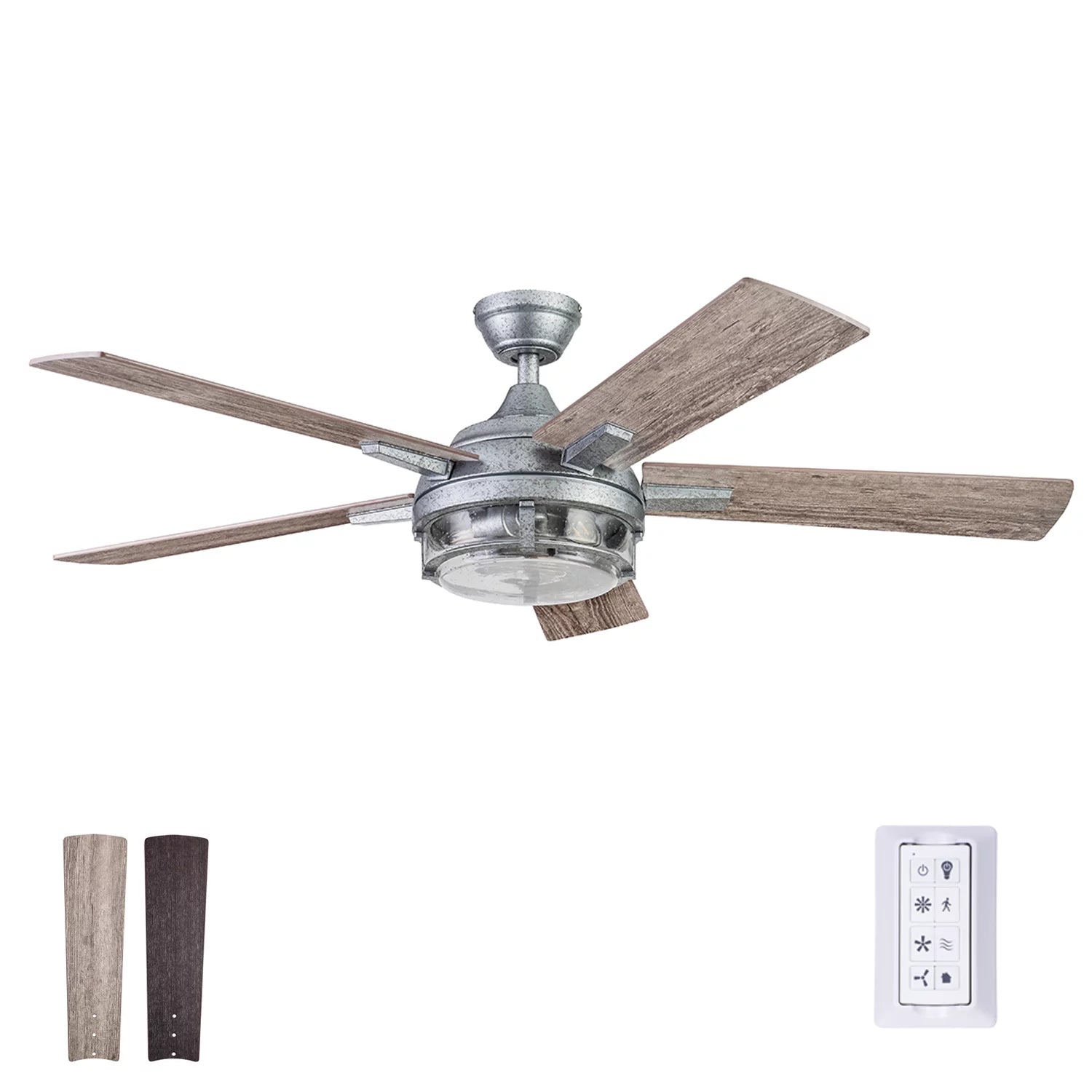 Prominence Home 52 Freyr Galvanized Remote Control Ceiling Fan, Damp-Rated, Outdoor, 5 Blades