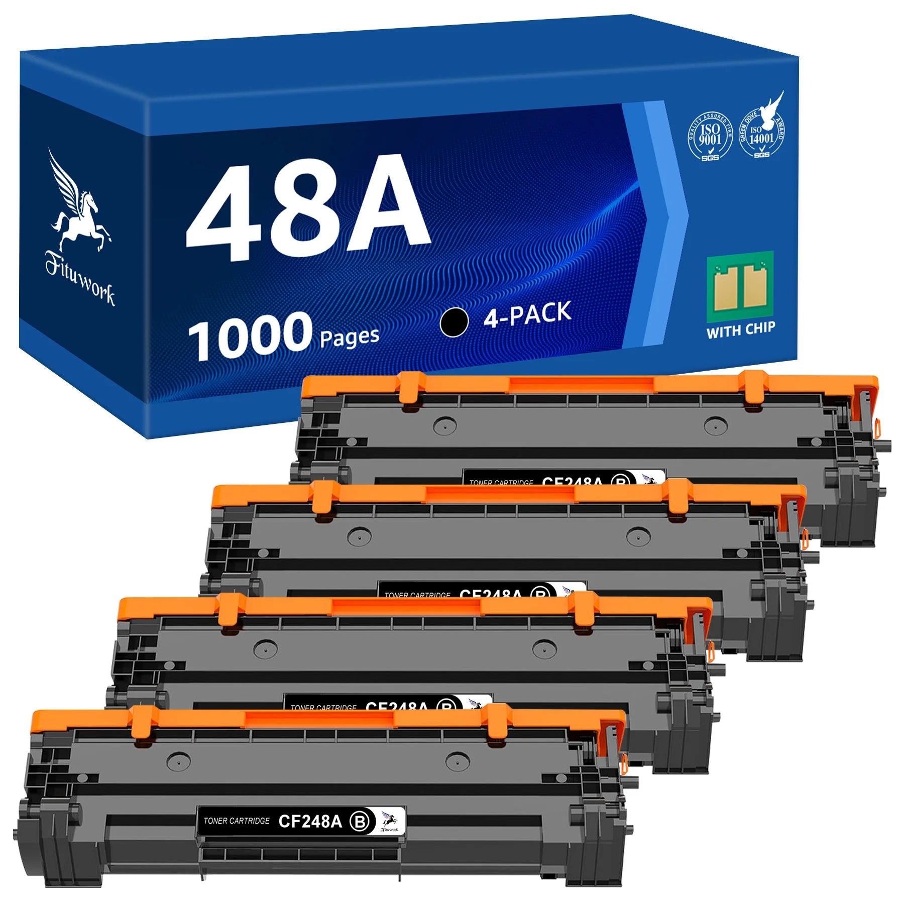 48A Toner Cartridge Replacement for HP 48A CF248A for HP Laserjet Pro MFP M15w M29w M28w M15a M15 M14 M17 M28 M31 M31w M28a M29a M30w M16a M16w Printer Black Toner (4 Pack)