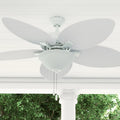 Honeywell Palm Valley 52 White Tropical Ceiling Fan with 5 Palm Blades, Pull Chain & Reverse Airflow