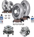 Detroit Axle - 11.02 (280mm) Front and Rear Drilled Brake Rotors Pads Wheel Bearing & Hubs Replacement for 2013-2016 Nissan Sentra - 12pc Set