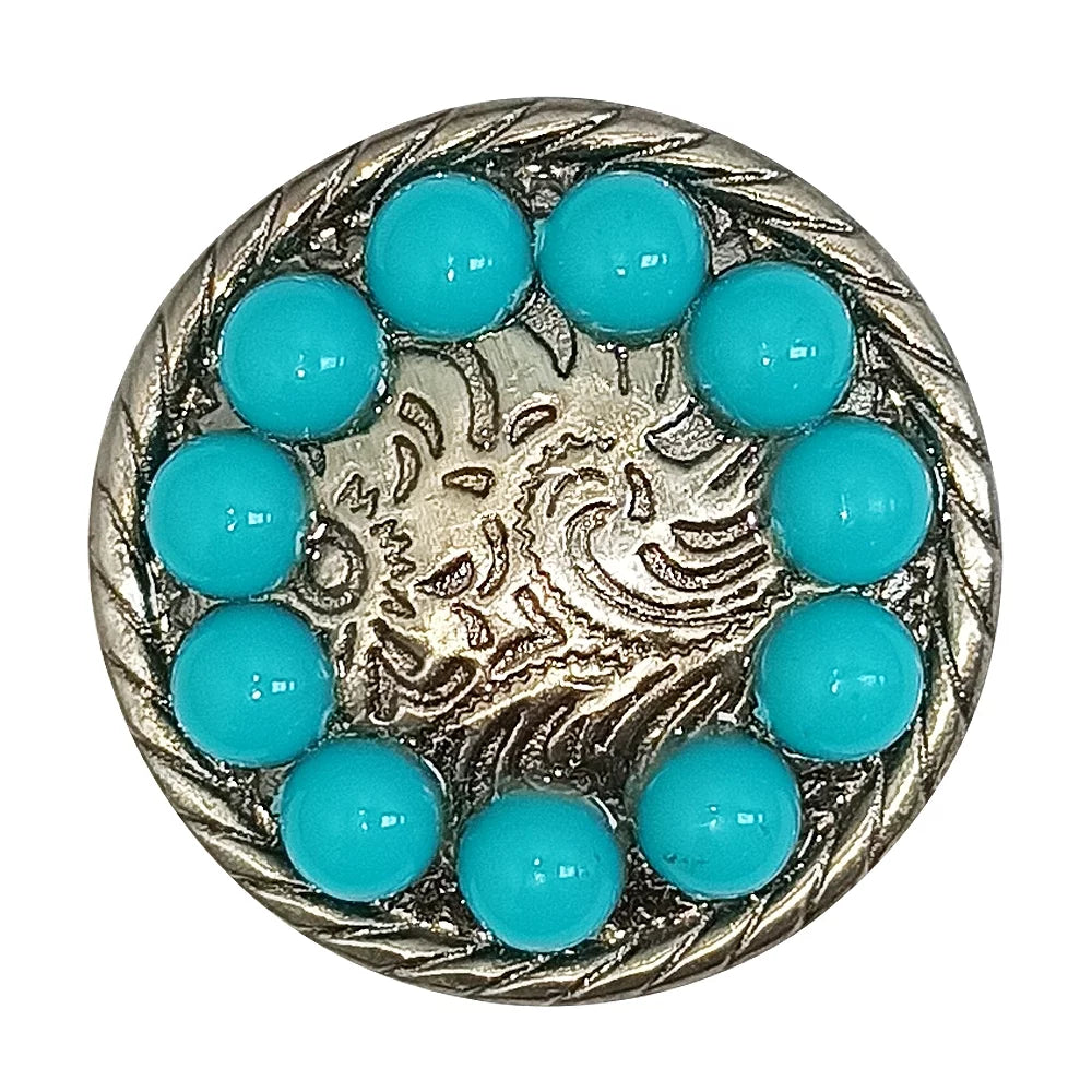 47HS 8 Pc Western Screw Back Concho Round Rope engraved Nickle Cowgirl Hilason