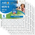 10x10x1 Air Filter MERV 8 Comparable to MPR 700 & FPR 5 Electrostatic Pleated Air Conditioner Filter 6 Pack HVAC AC Premium USA Made 10x10x1 Furnace Filters by AIRX FILTERS WICKED CLEAN AIR.