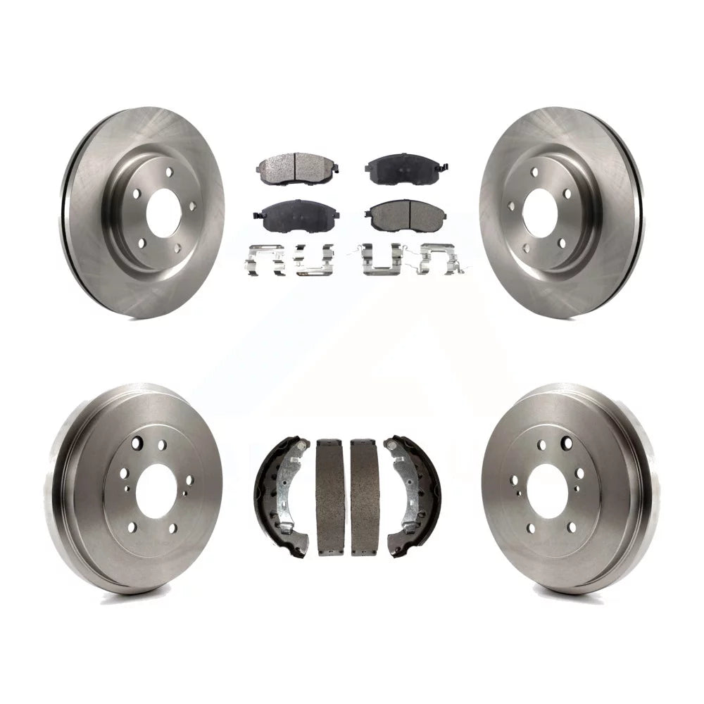 Transit Auto - Front Rear Disc Brake Rotors Ceramic Pads And Drum Kit For 2017-2019 Nissan Sentra Turbocharged K8T-103803