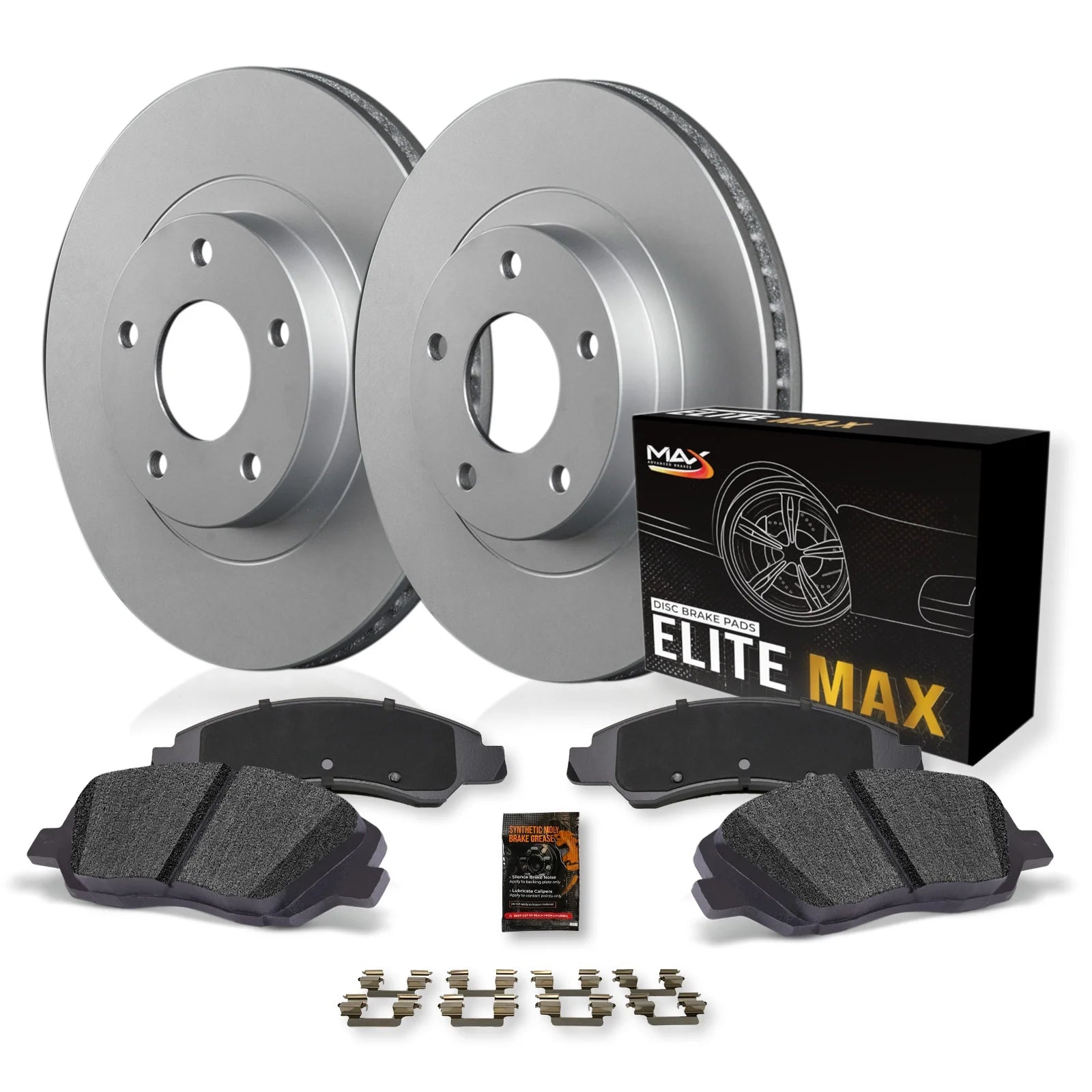 Max Advanced Brakes - Brake Kit for 2004 2005 2006 2007 2008 2009 2010 2011 Honda Civic Acura RSX Front Replacement Geomet Coated Disc Brake Rotors and Ceramic Brake Pads