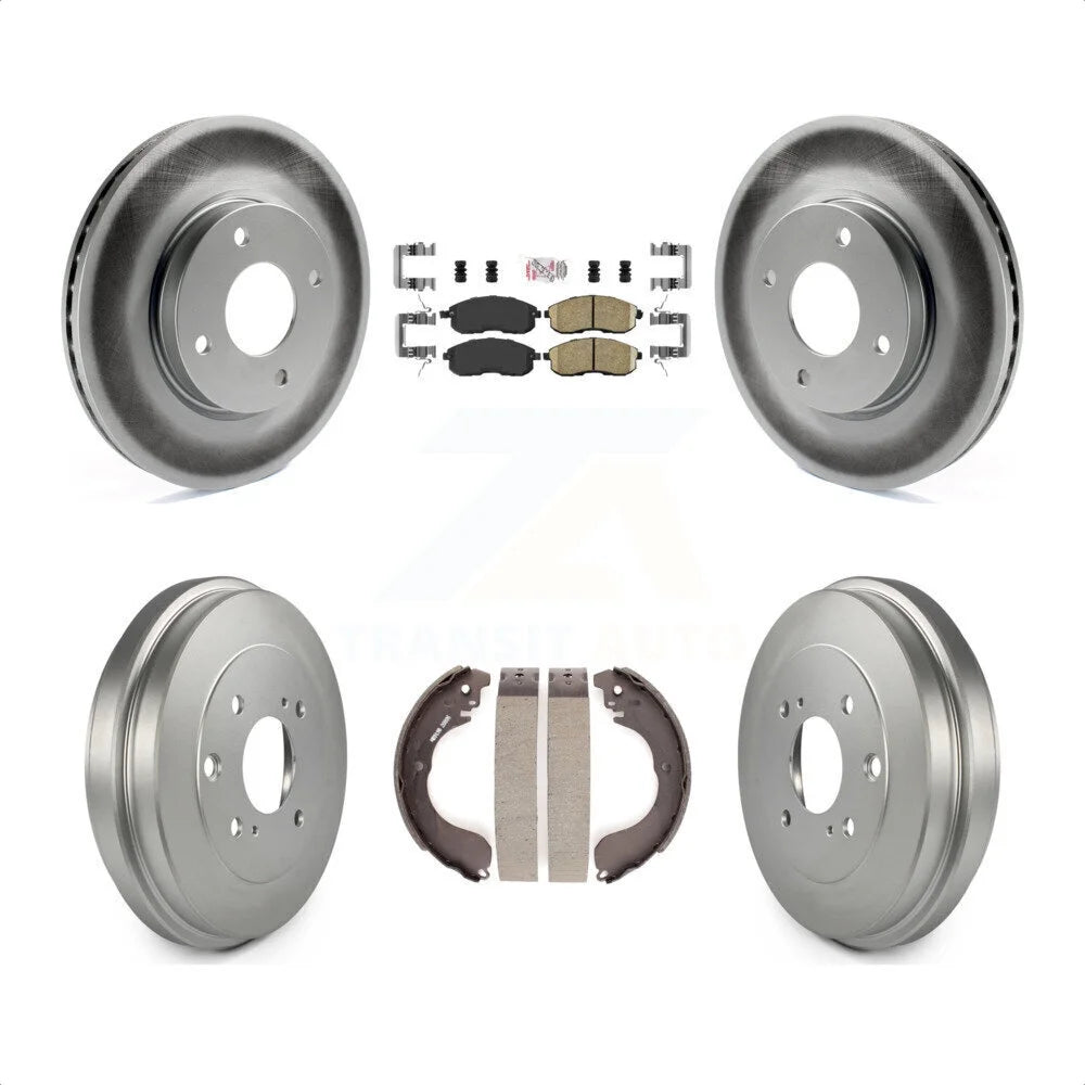 Transit Auto - Front Rear Disc Brake Rotors Ceramic Pads And Coated Drum Kit For Nissan Sentra Cube KGA-104291