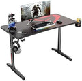 LLBIULife 60 inch Gaming Desk  Large Curved Computer Desk with Full Mouse Pad  T-Shaped Professional Gamer Studio Table for 3 Monitors with USB Handle Rack Cup Holder Headphone Hook  Carb
