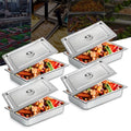 FETCOI  4 Pack Hotel Pans Full Size 4 Inch Deep Steam Table Pan Stainless Steel Steam Pot Food Warmer Anti Clog Buffet Pans for Hotel Restaurant