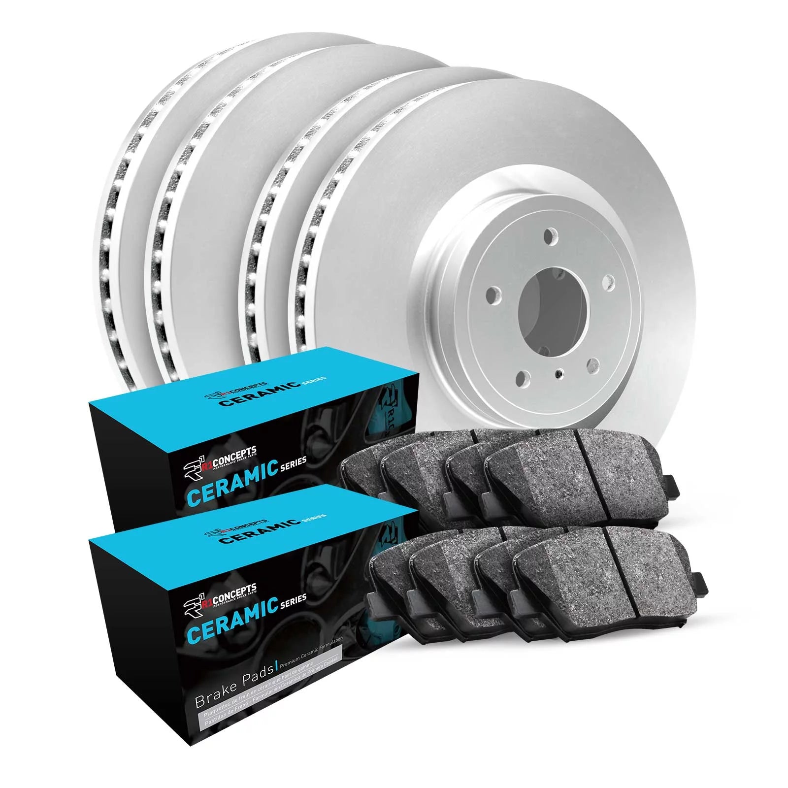 R1 Concepts Front Rear Brakes and Rotors Kit |Front Rear Brake Pads| Brake Rotors and Pads| Ceramic Brake Pads and Rotors WDWN2-42011
