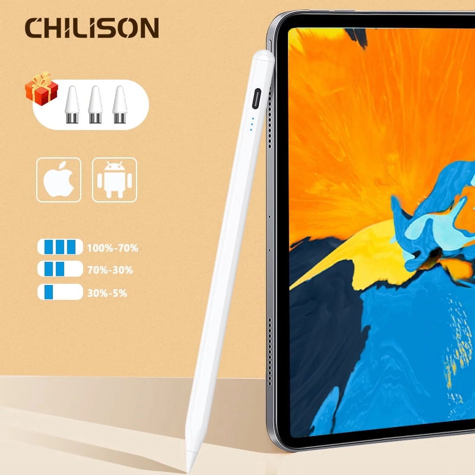 [Compatible with all 2022 latest fast charging models] stylus stylus iPad pencil power display/anti-mistaken on/off/magnetic suction function compatible stylus iPad/iPhone/Android/smartphone/tablet