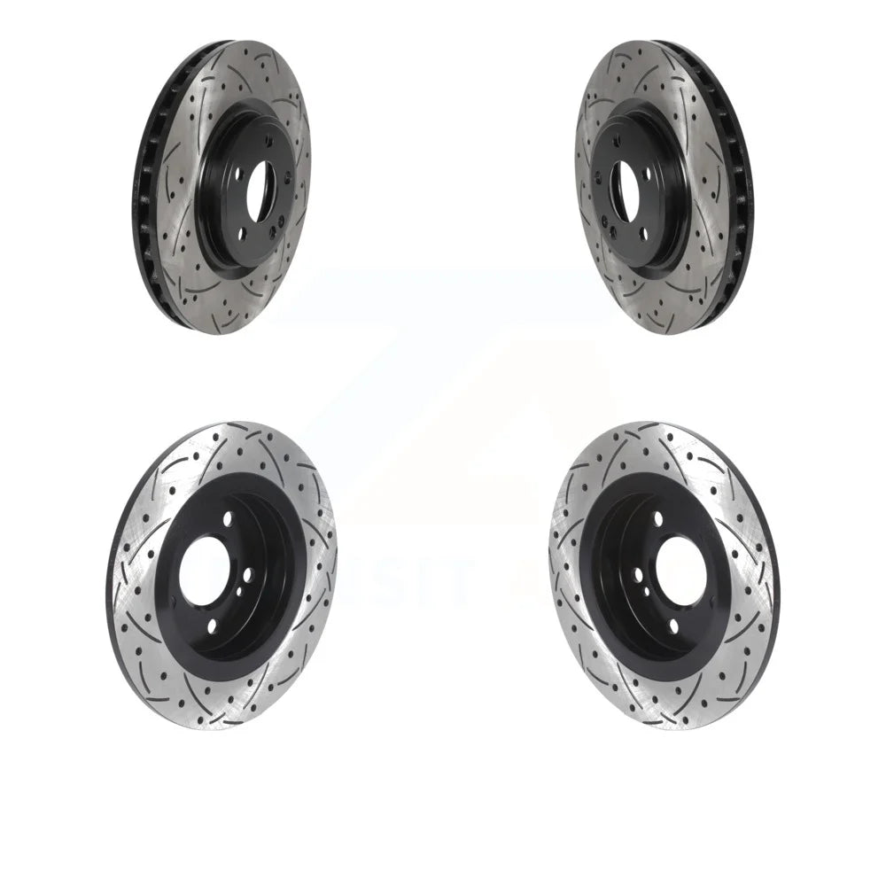 Front Rear Coated Drilled Slotted Disc Brake Rotors Kit For Mercedes-Benz CLA250 GLA250 INFINITI QX30 B Electric Drive B250 KD-100509