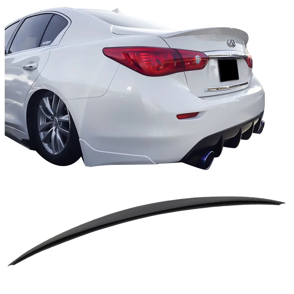 Ikon Motorsports Compatible with 14-23 Infiniti Q50 Sedan Trunk Lip Duckbill Spoiler - ABS Wing 2014 2015 2016 2017 2018 2019 2020