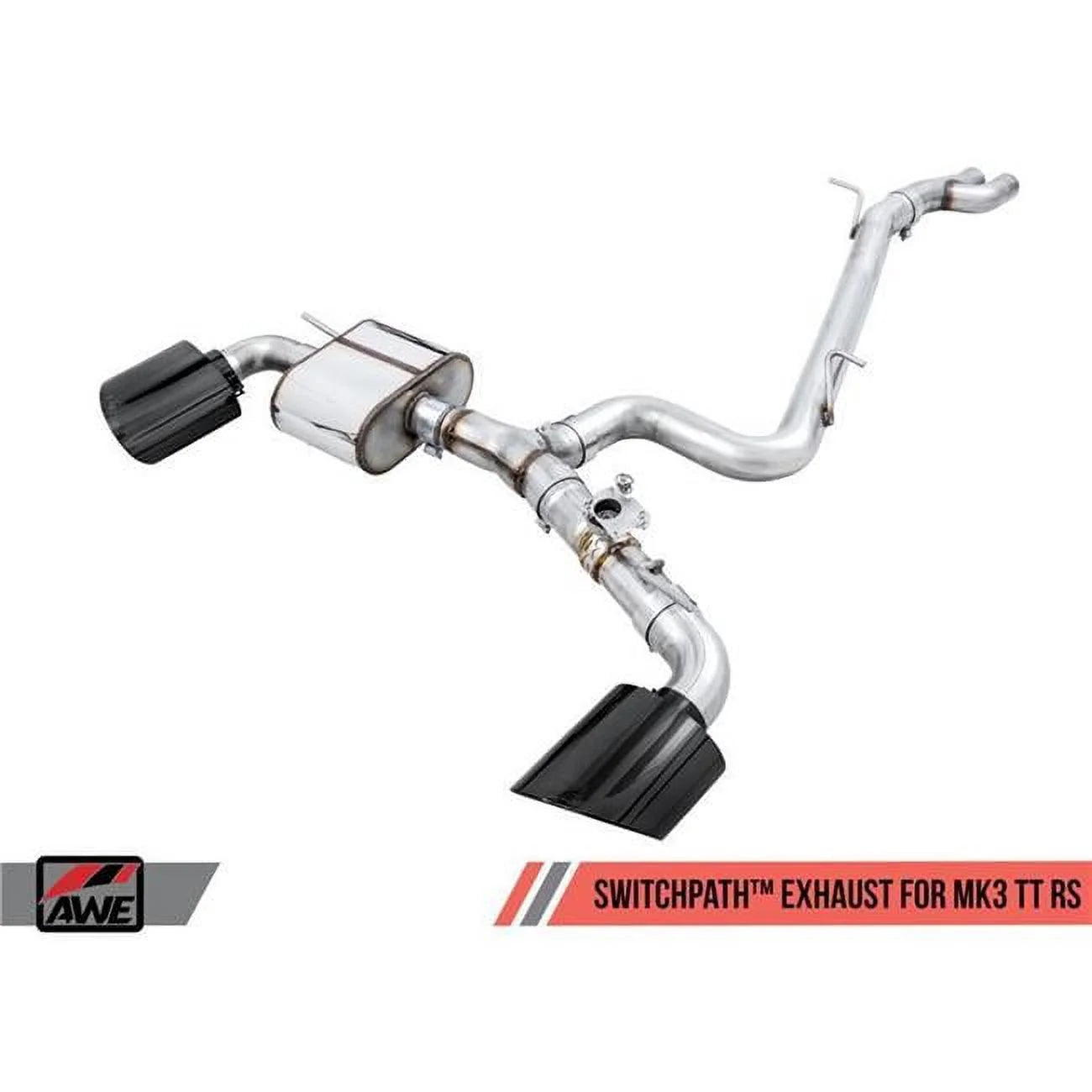 Exhaust with Diamond Black RS-Style Tips for 2018-2019 Audi TT RS 2.5L Turbo Coupe 8S-MK3 SwitchPath