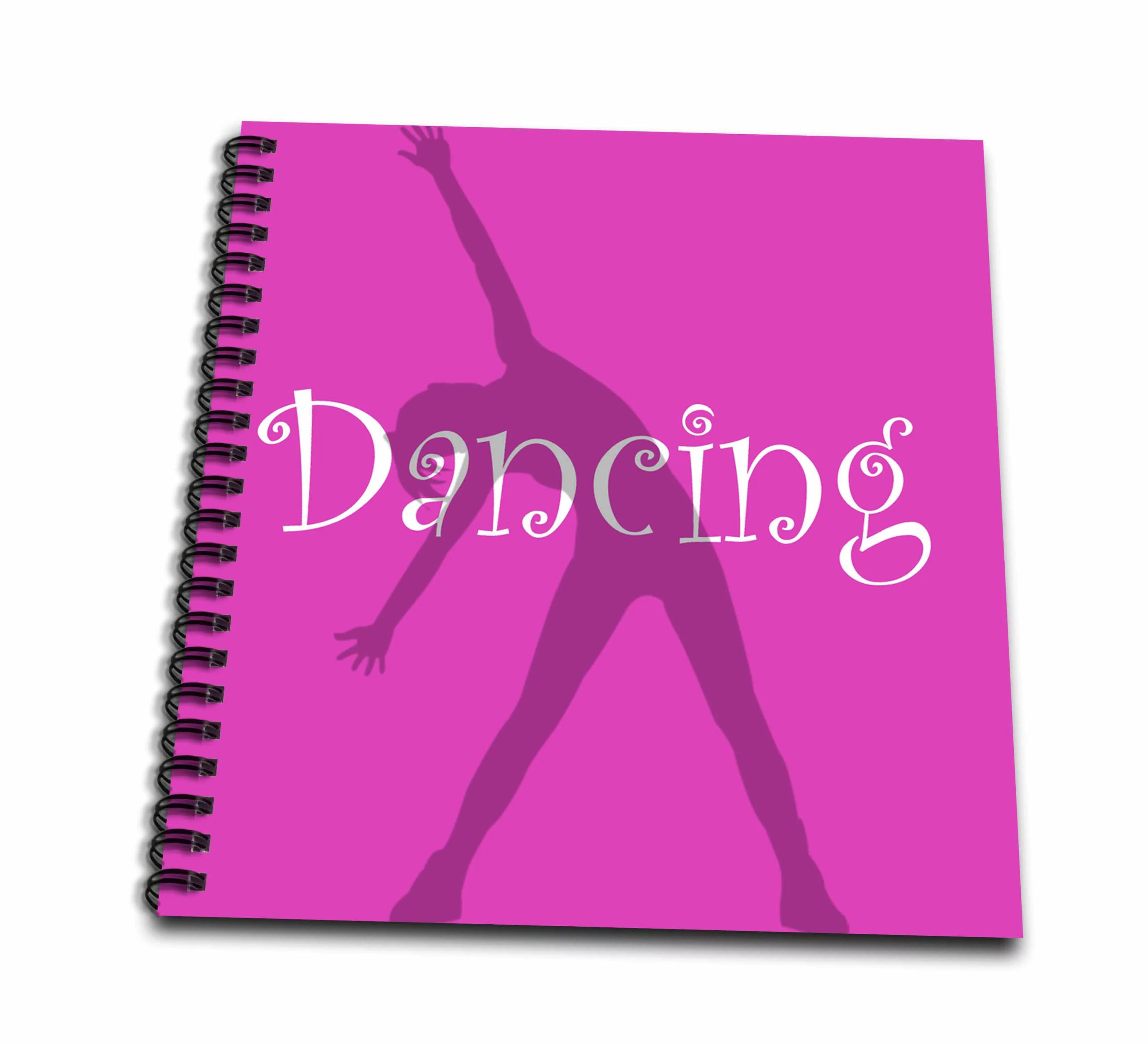 3dRose Dancing Silhouette Girl With The Word Dancing - Drawing Book, 8 by 8-inch