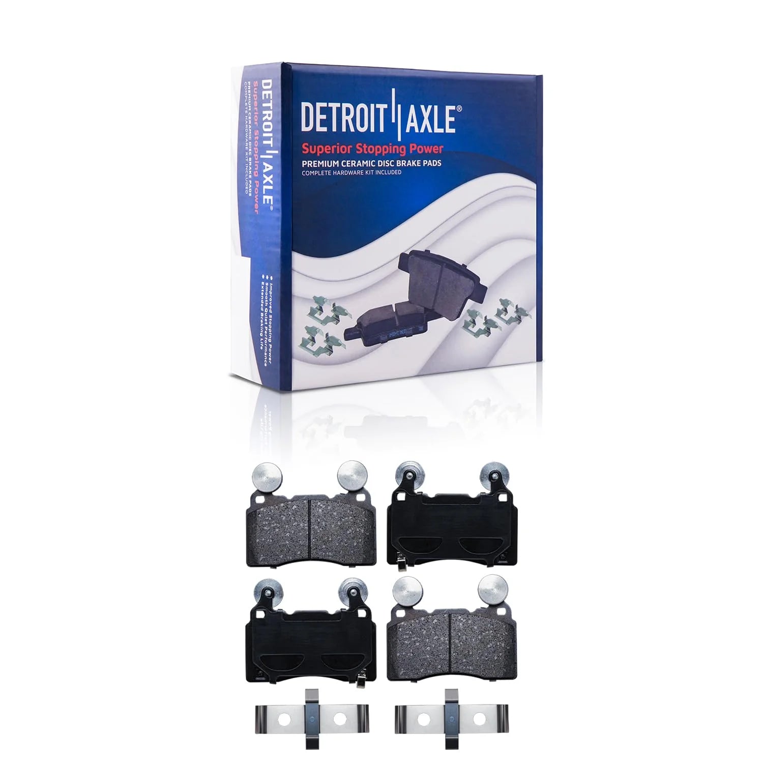 Detroit Axle - Front Ceramic Brake Pads w/ Hardware Replacement for 2011-2015 Chevrolet Camaro, 2016-2017 Corvette 6.2L