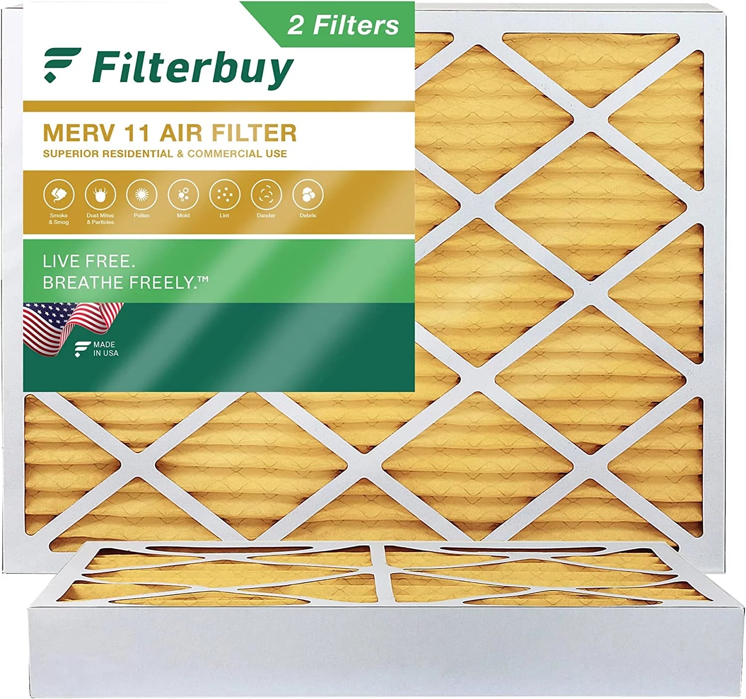 Filterbuy 20x24x4 MERV 11 Pleated HVAC AC Furnace Air Filters (2-Pack)