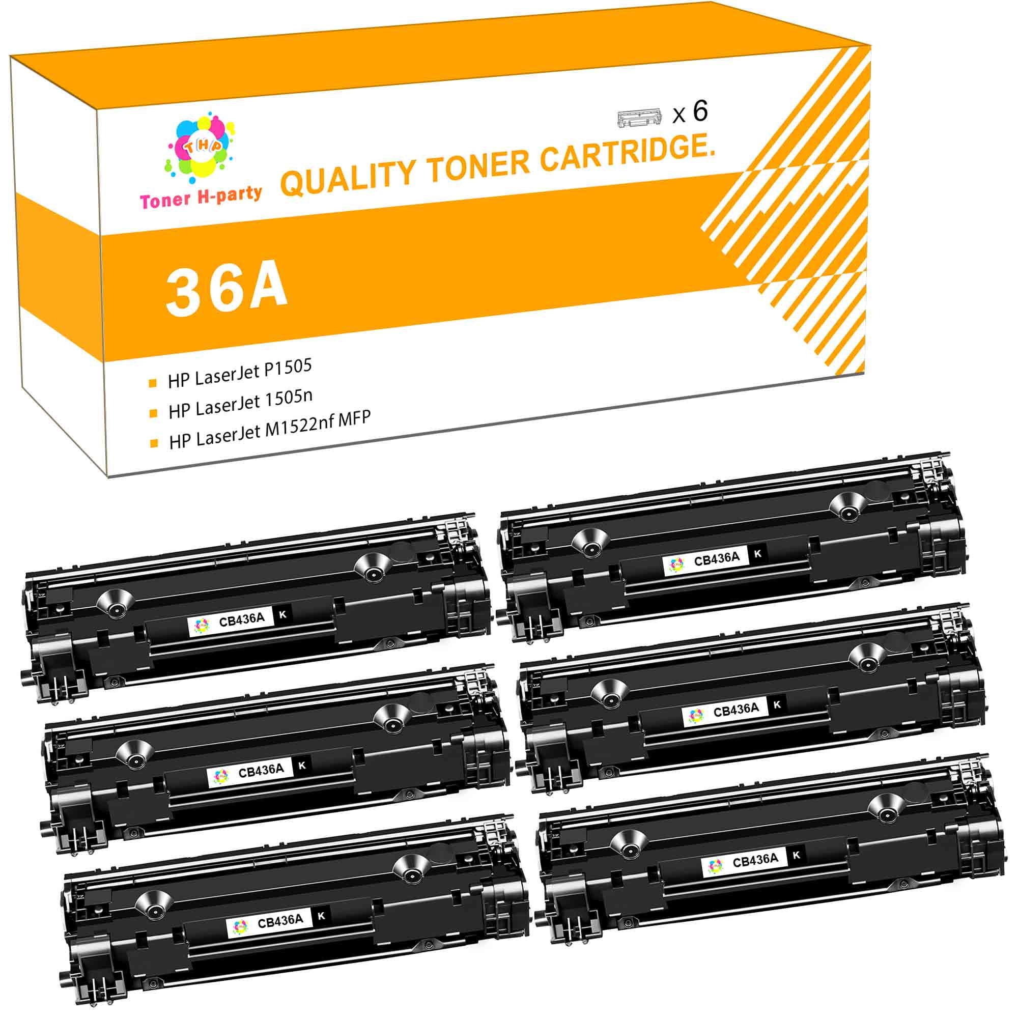 Toner H-Party CB436 36A 36a toner Compatible Toner Cartridge for LaserJet P1005 P1006 P1505 P1505N P1100 P1102 P1102W P1102WHP Printer (Black£¬6 Pack£¬2000 Pages)