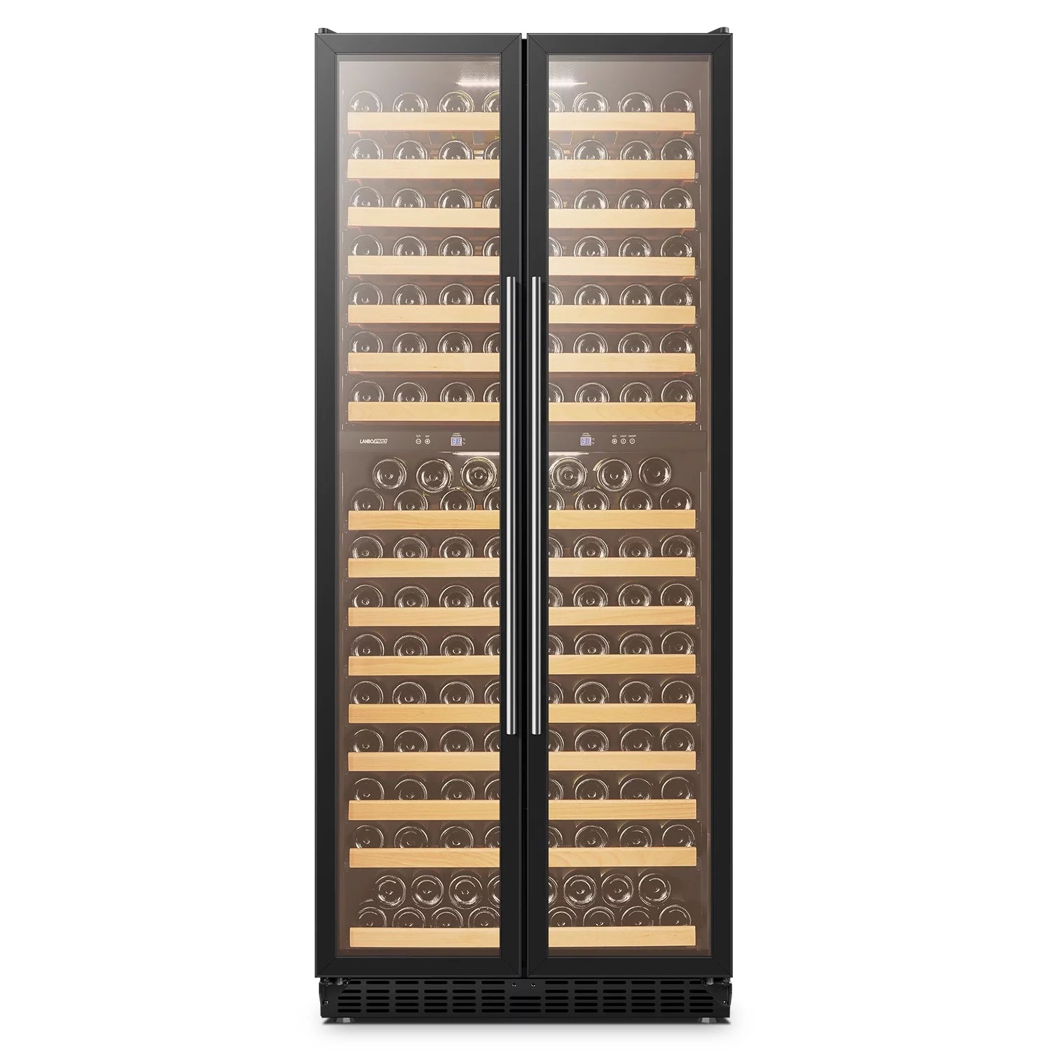 Lanbopro 287 Bottle Dual Zone Black Compressor Wine Cooler 32 inch Width