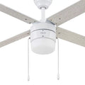 Prominence Home Chism 52 White Modern Ceiling Fan with 4 Blades, Light Kit, Pull Chains & Reverse Airflow