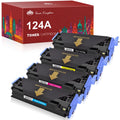 Toner Kingdom Compatible For 4 Pack Q6000A 1/2/3A Color Toner For HP 124A LaserJet cm1015mfp cm1017 cm1017mfp Printer(Black Cyan Magenta Yellow)