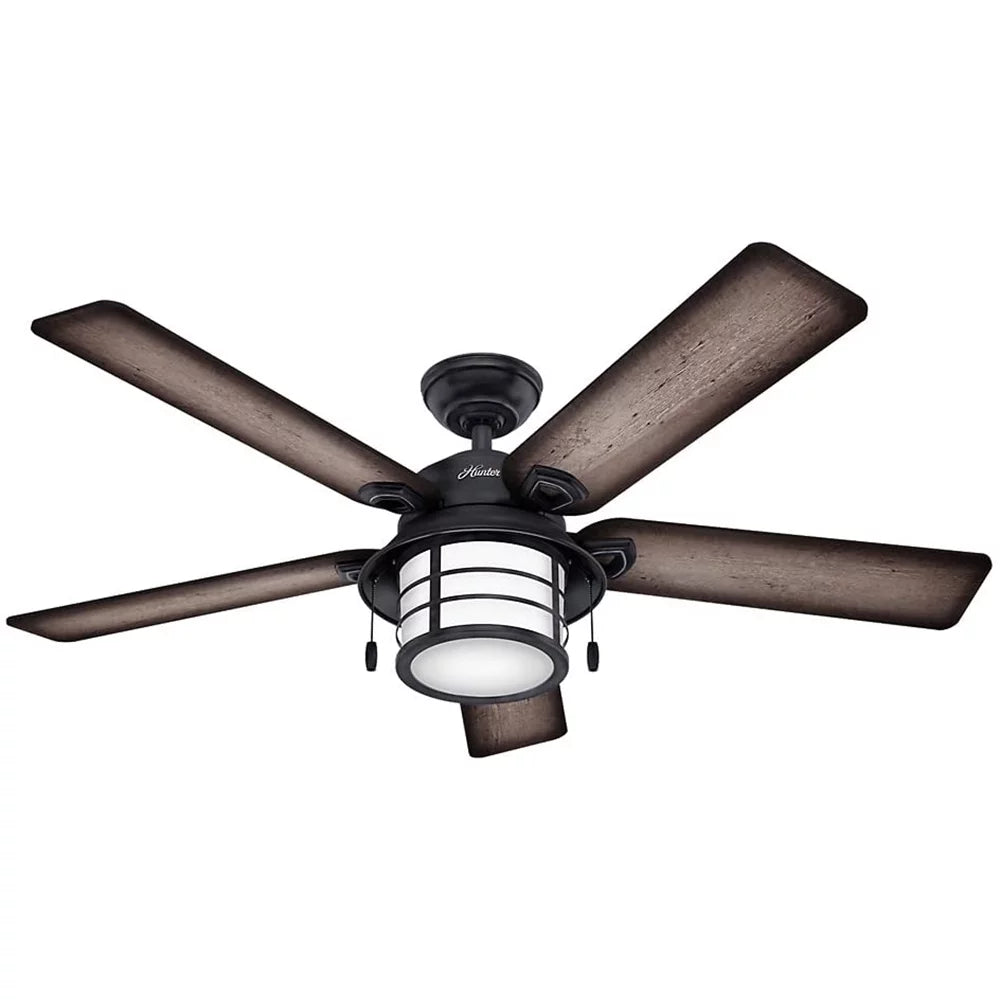 Hunter Key Biscayne 54 Indoor/Outdoor Ceiling Fan w/ Light and Pull Chain, Zinc