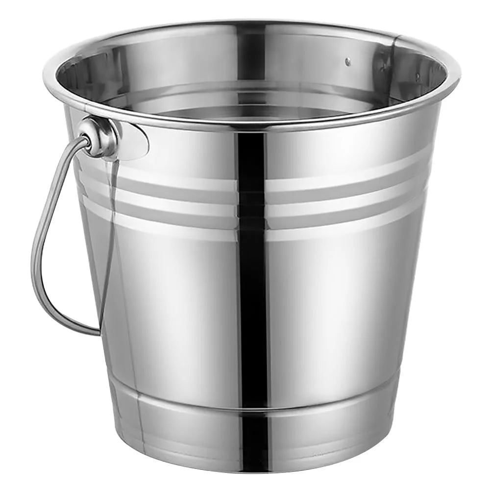 1Pc 3.0L Stainless Steel Ice Bucket Portable Ice Chiller Cooler with Handle Ice Cube Container for Wine Champagne Beer Without B