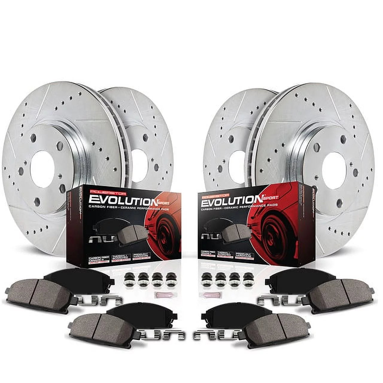 Power Stop Front and Rear Z23 Daily Driver Carbon-Fiber Ceramic Brake Pad and Drilled & Slotted Rotor Kit K8792
