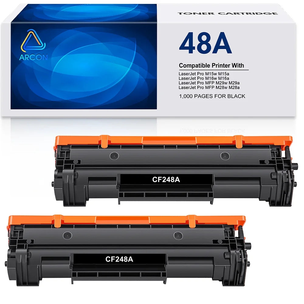 Arcon 48A Toner Cartridge Compatible for HP 48A Toner Cartridge CF248A 248A HP Laserjet Pro M15w MFP M29w M28w M16w M31w M30w M15a M16a M28a M29a M15 M29 M28 Printer Ink (Black, 2-Pack)