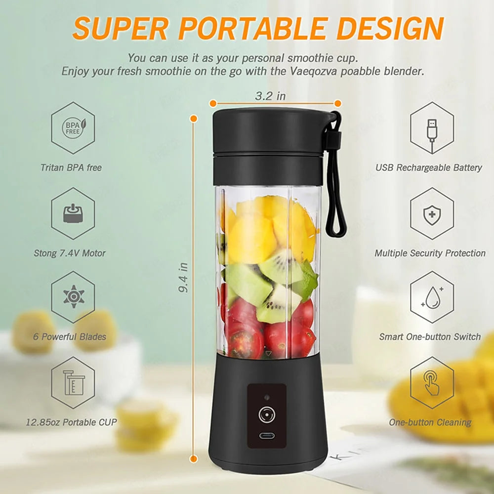 Anself Portable Blender for Shakes and Smoothies Size Single Serve Travel Fruit Juicer Mixer Cup with Rechargeable 2000mAh USB Rechargeable Battery Small Electric Individual Blender for Juice Mi